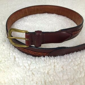 Brown Leather Woven Detail Belt